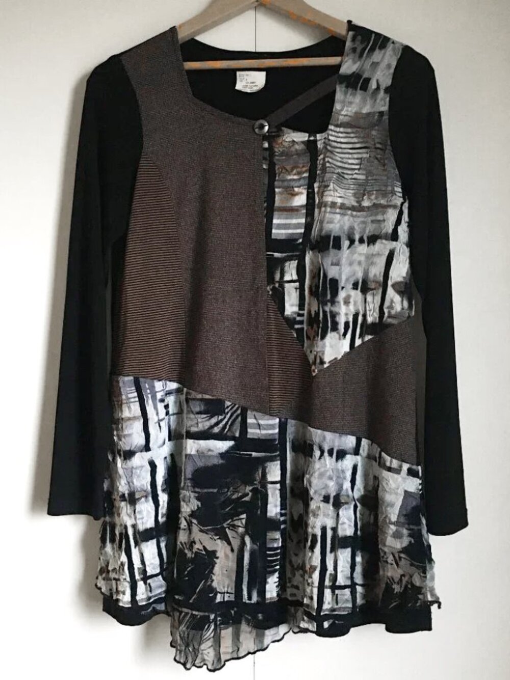 Y2K Grunge Whimsigoth Abstract Patchwork Layered Top Made in Canada - 6